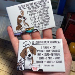 Brown Piebald Dachshund Dog Measuring Chart Magnet Set Kitchen Cooking Baking